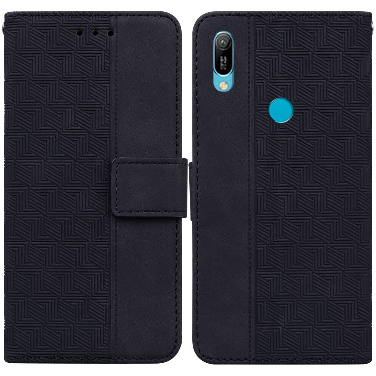 For Huawei Y6 2019 Geometric Embossed Leather Phone Case