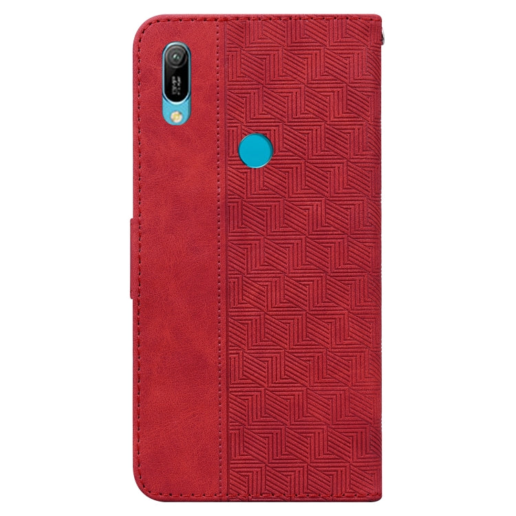 For Huawei Y6 2019 Geometric Embossed Leather Phone Case