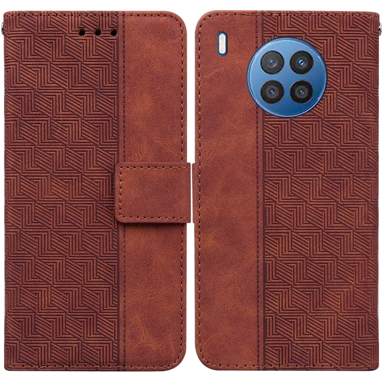 For Huawei nova 8i/Honor 50 Lite Overseas Version Geometric Embossed Leather Phone Case