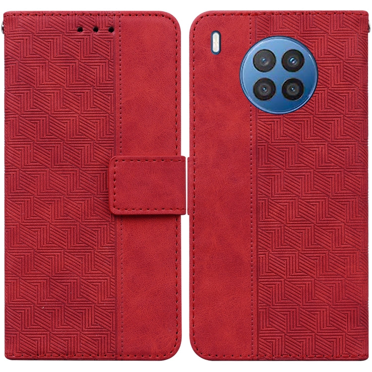 For Huawei nova 8i/Honor 50 Lite Overseas Version Geometric Embossed Leather Phone Case