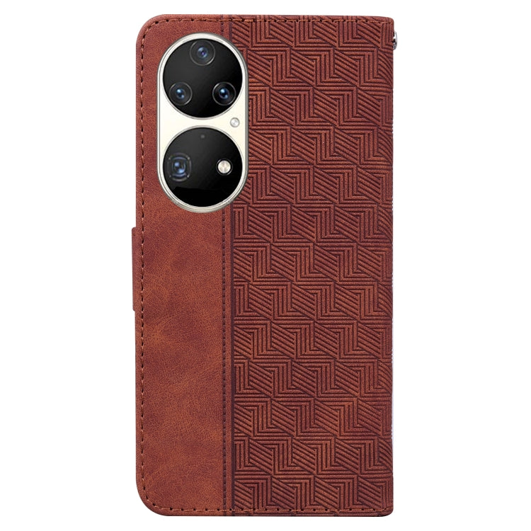 For Huawei P50 Pro Geometric Embossed Leather Phone Case