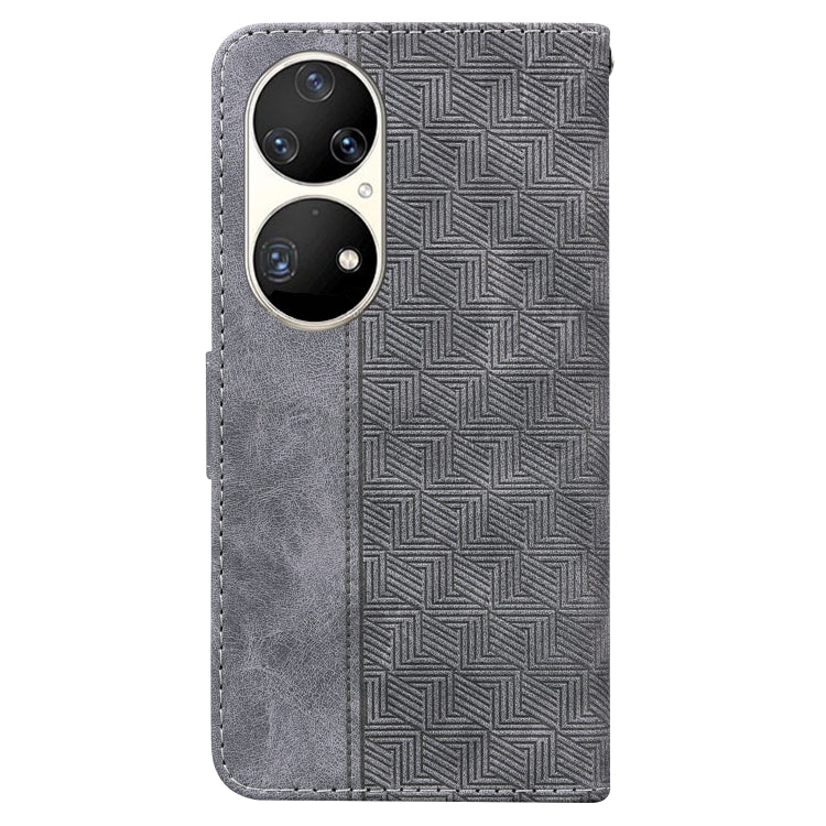 For Huawei P50 Pro Geometric Embossed Leather Phone Case