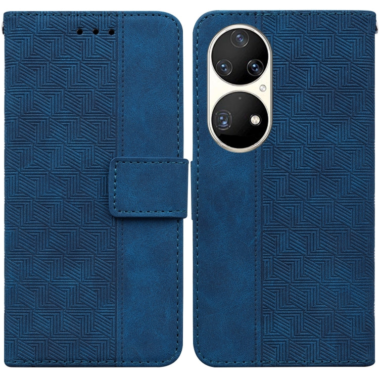 For Huawei P50 Pro Geometric Embossed Leather Phone Case