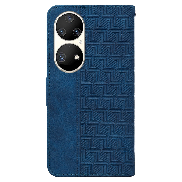 For Huawei P50 Pro Geometric Embossed Leather Phone Case