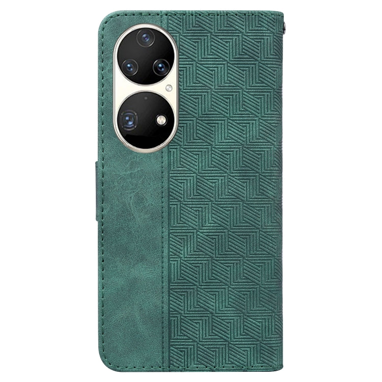 For Huawei P50 Pro Geometric Embossed Leather Phone Case