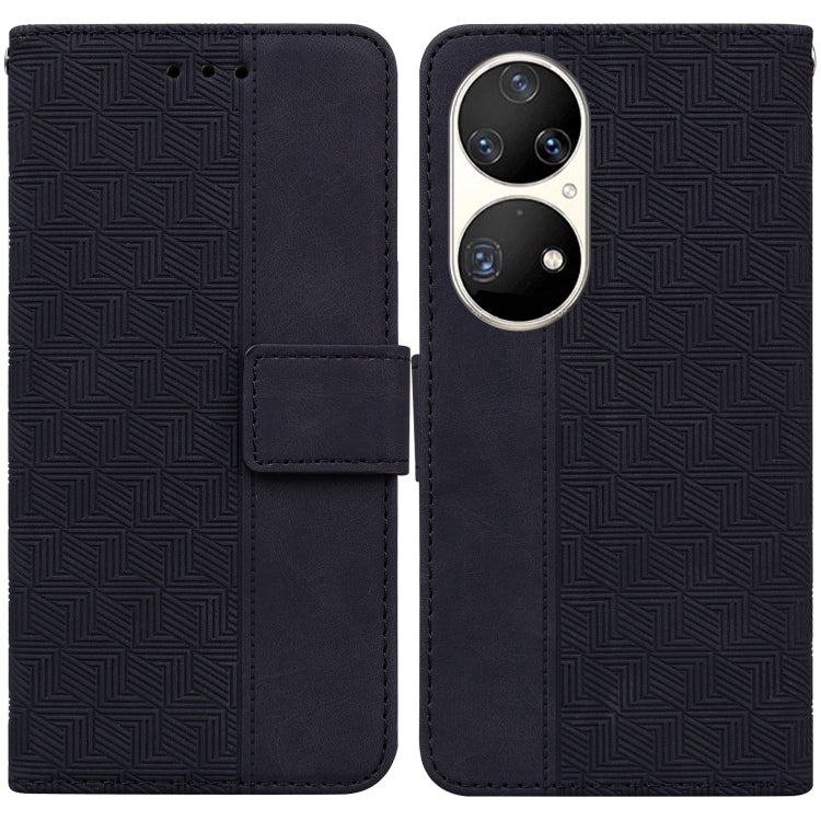 For Huawei P50 Pro Geometric Embossed Leather Phone Case