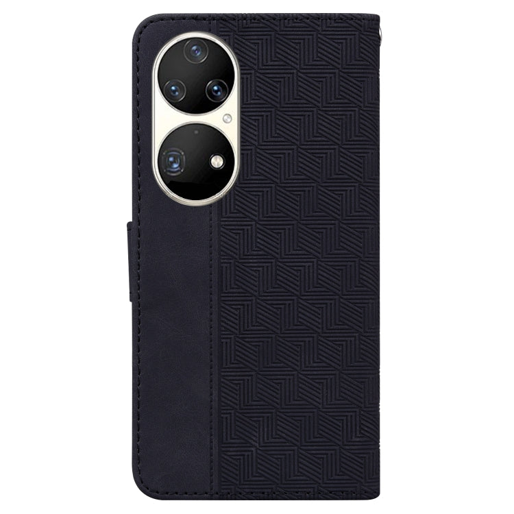 For Huawei P50 Pro Geometric Embossed Leather Phone Case