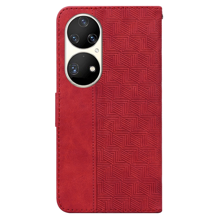 For Huawei P50 Pro Geometric Embossed Leather Phone Case