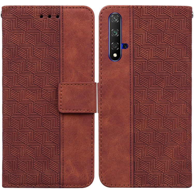 For Honor 20 / Huawei nova 5T Geometric Embossed Leather Phone Case