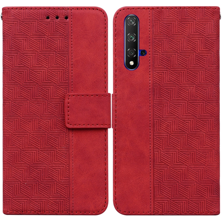 For Honor 20 / Huawei nova 5T Geometric Embossed Leather Phone Case