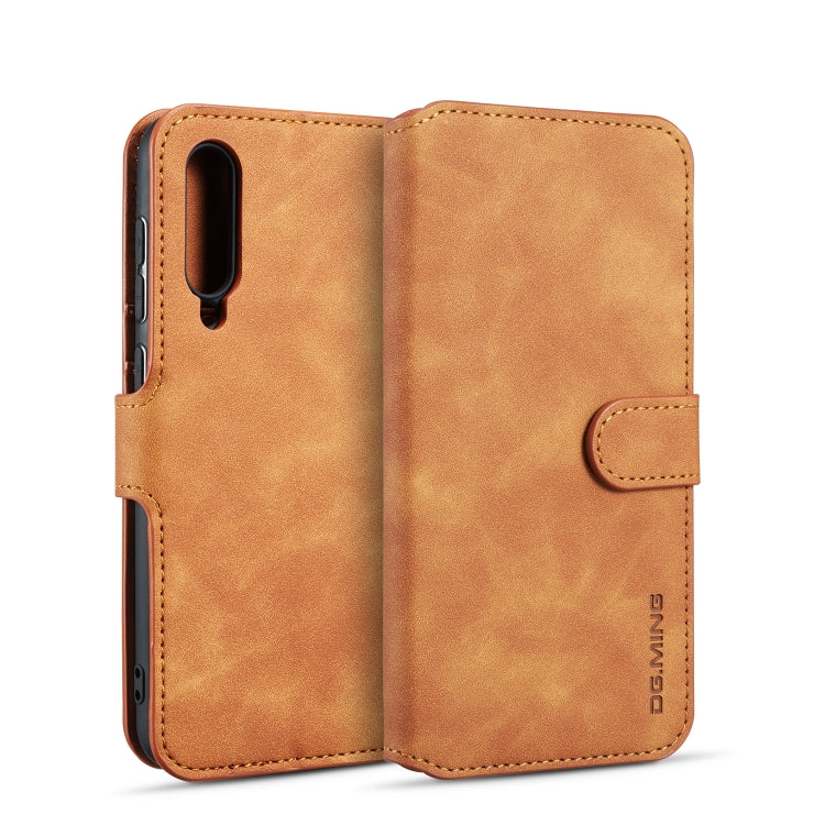 For Galaxy A90 5G DG.MING Retro Oil Side Horizontal Flip Case with Holder & Card Slots & Wallet