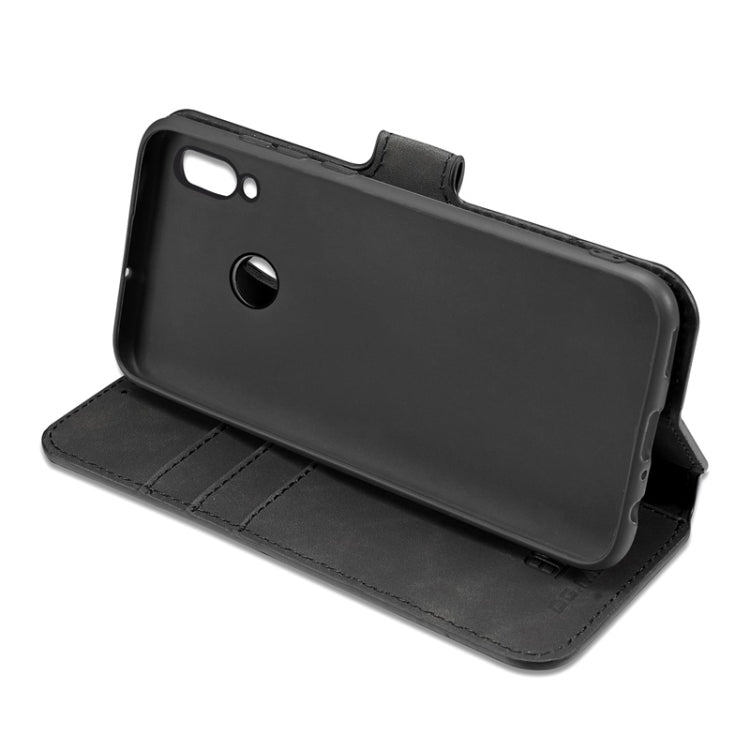 For Huawei P Smart 2019 DG.MING Retro Oil Side Horizontal Flip Case with Holder & Card Slots & Wallet