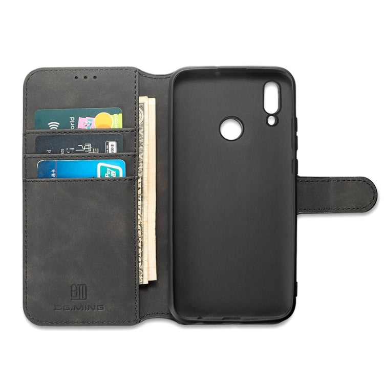 For Huawei P Smart 2019 DG.MING Retro Oil Side Horizontal Flip Case with Holder & Card Slots & Wallet