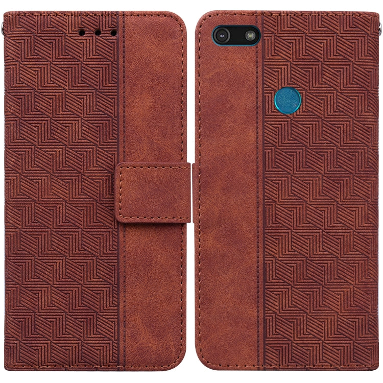 For Motorola Moto E6 Play Geometric Embossed Leather Phone Case