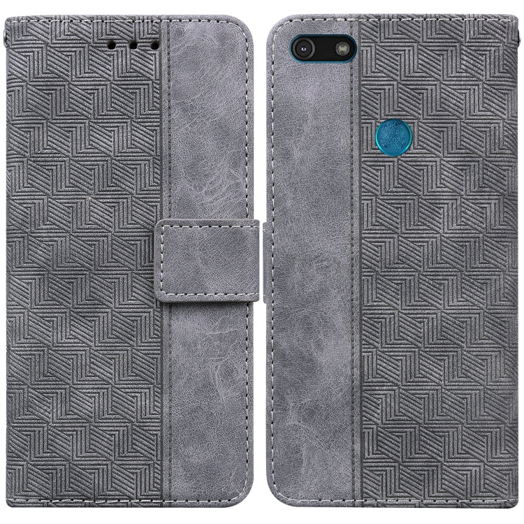 For Motorola Moto E6 Play Geometric Embossed Leather Phone Case