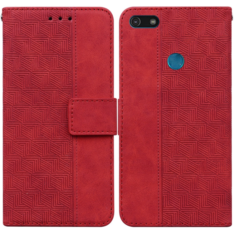 For Motorola Moto E6 Play Geometric Embossed Leather Phone Case