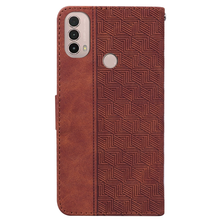 For Motorola Moto E20 / E30 / E40 Geometric Embossed Leather Phone Case