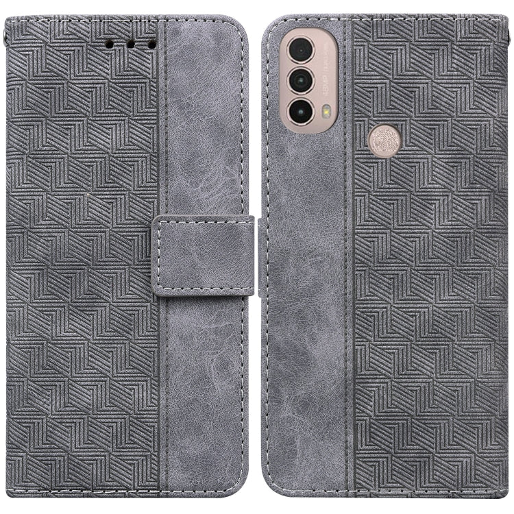 For Motorola Moto E20 / E30 / E40 Geometric Embossed Leather Phone Case
