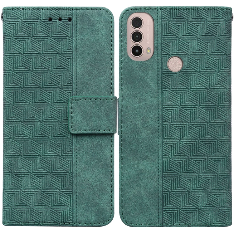 For Motorola Moto E20 / E30 / E40 Geometric Embossed Leather Phone Case