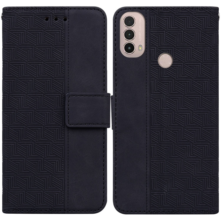 For Motorola Moto E20 / E30 / E40 Geometric Embossed Leather Phone Case