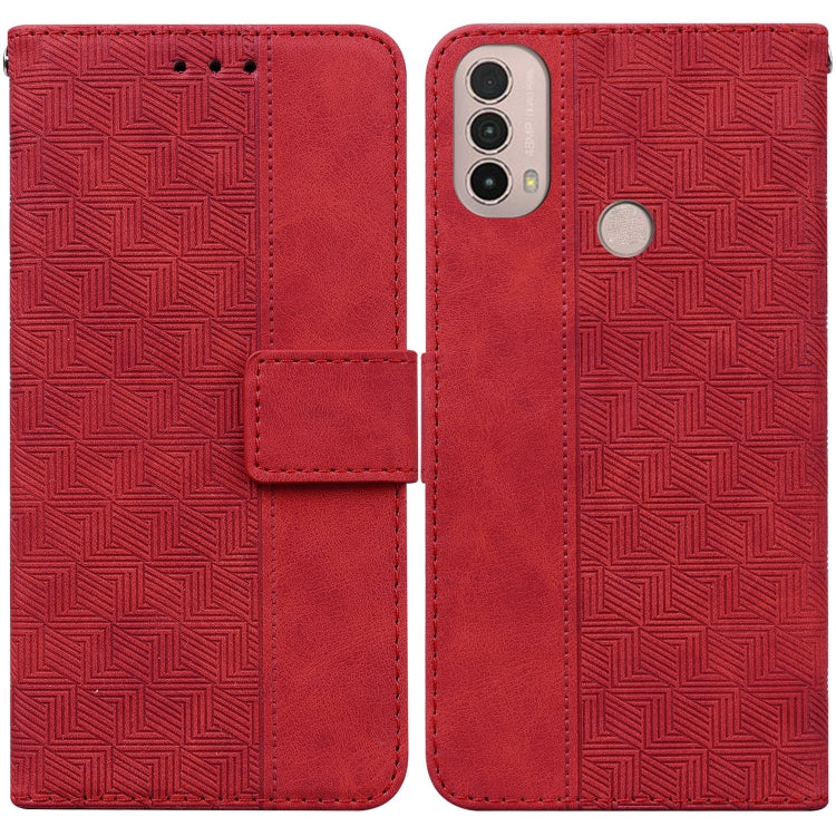 For Motorola Moto E20 / E30 / E40 Geometric Embossed Leather Phone Case