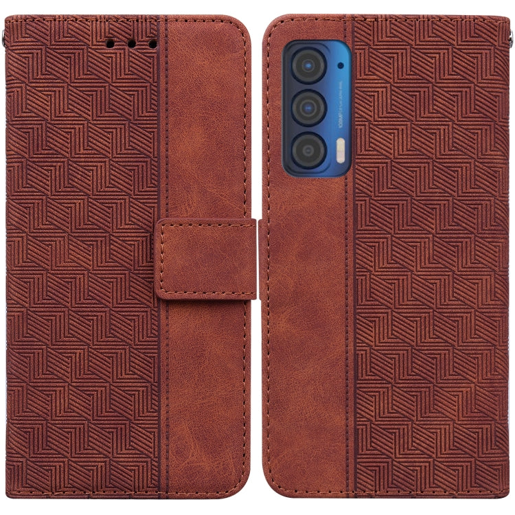 For Motorola Moto Edge 2021 Geometric Embossed Leather Phone Case