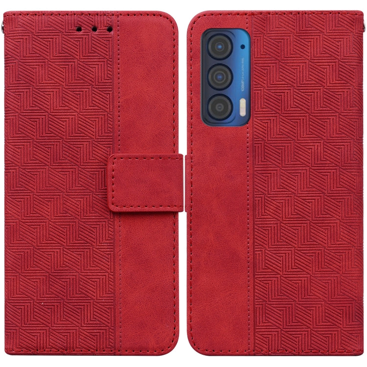 For Motorola Moto Edge 2021 Geometric Embossed Leather Phone Case