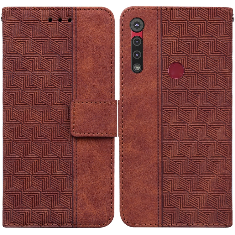 For Motorola Moto G8 Play / One Macro Geometric Embossed Leather Phone Case