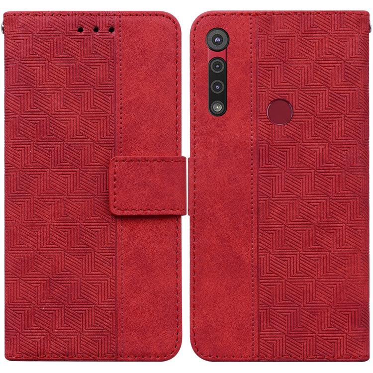 For Motorola Moto G8 Play / One Macro Geometric Embossed Leather Phone Case