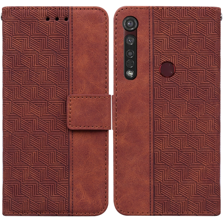 For Motorola Moto G8 Plus Geometric Embossed Leather Phone Case