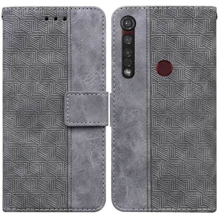 For Motorola Moto G8 Plus Geometric Embossed Leather Phone Case
