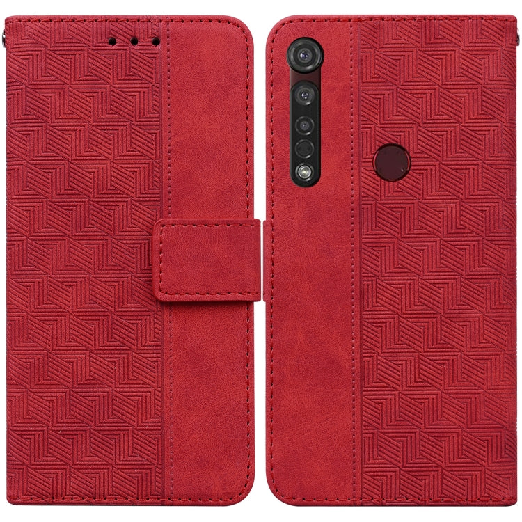 For Motorola Moto G8 Plus Geometric Embossed Leather Phone Case