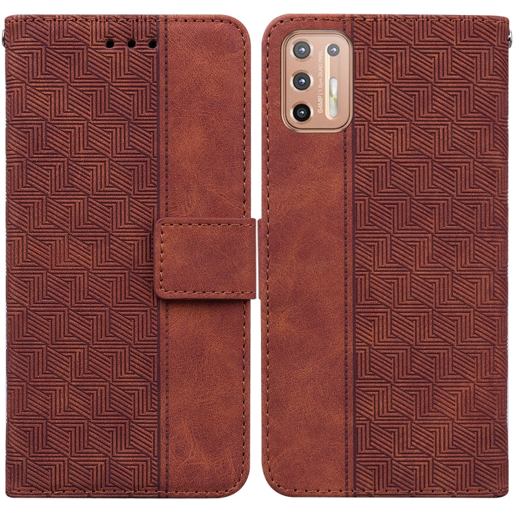 For Motorola Moto G9 Plus Geometric Embossed Leather Phone Case