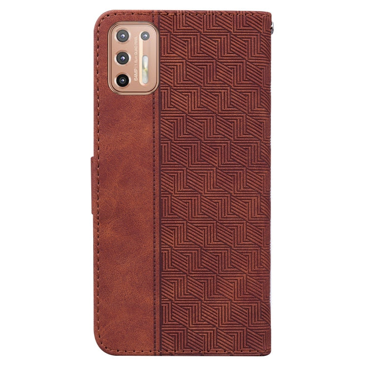 For Motorola Moto G9 Plus Geometric Embossed Leather Phone Case
