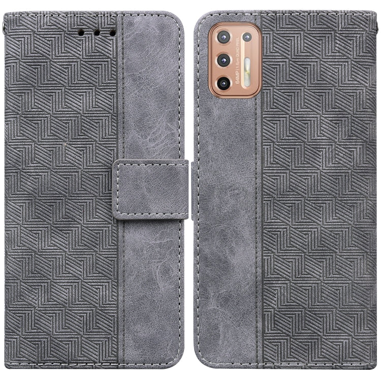 For Motorola Moto G9 Plus Geometric Embossed Leather Phone Case