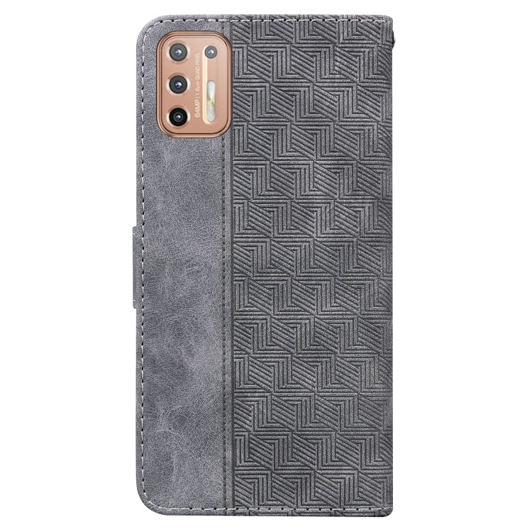 For Motorola Moto G9 Plus Geometric Embossed Leather Phone Case