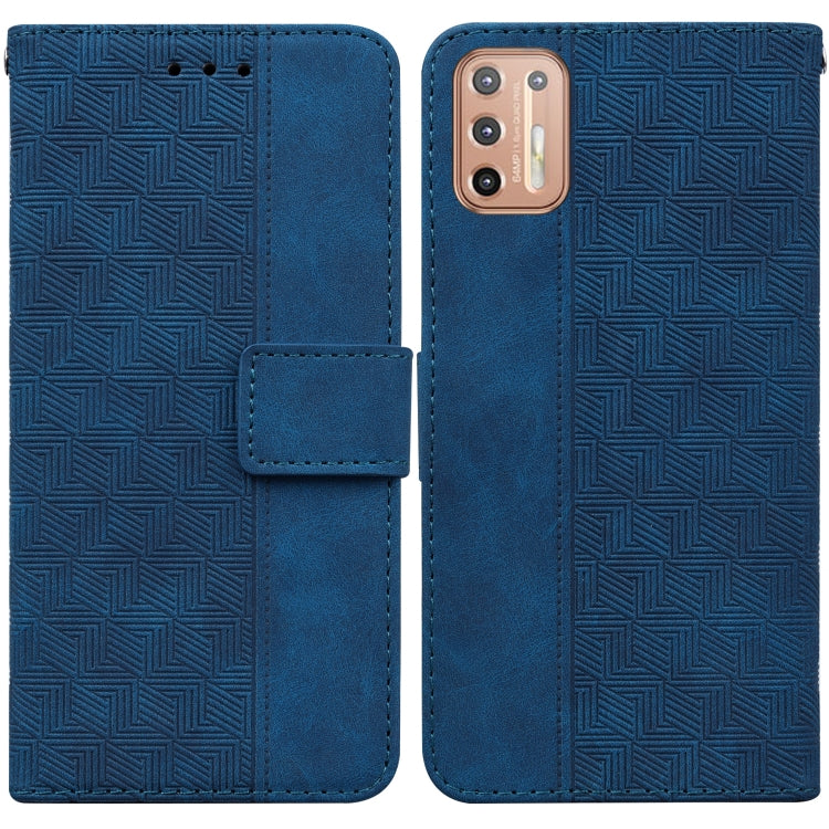 For Motorola Moto G9 Plus Geometric Embossed Leather Phone Case