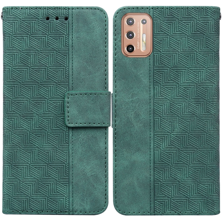 For Motorola Moto G9 Plus Geometric Embossed Leather Phone Case