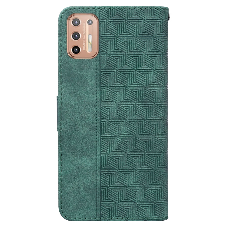 For Motorola Moto G9 Plus Geometric Embossed Leather Phone Case