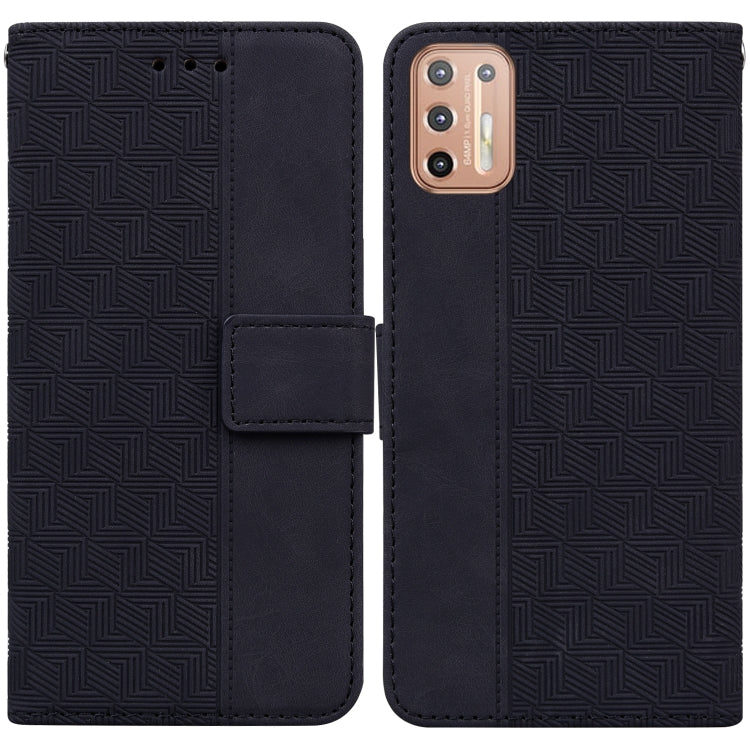 For Motorola Moto G9 Plus Geometric Embossed Leather Phone Case