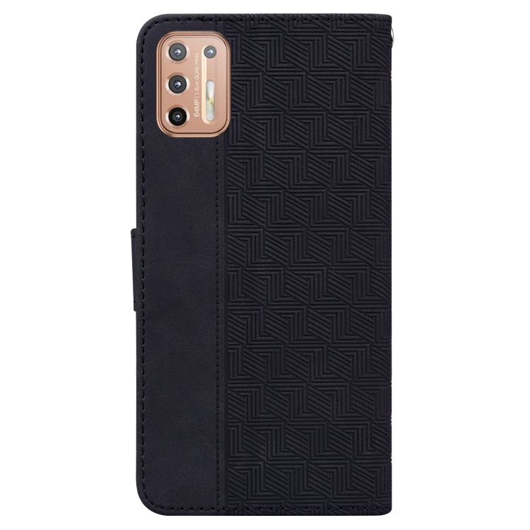 For Motorola Moto G9 Plus Geometric Embossed Leather Phone Case