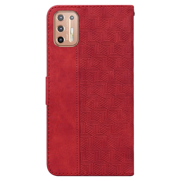 For Motorola Moto G9 Plus Geometric Embossed Leather Phone Case
