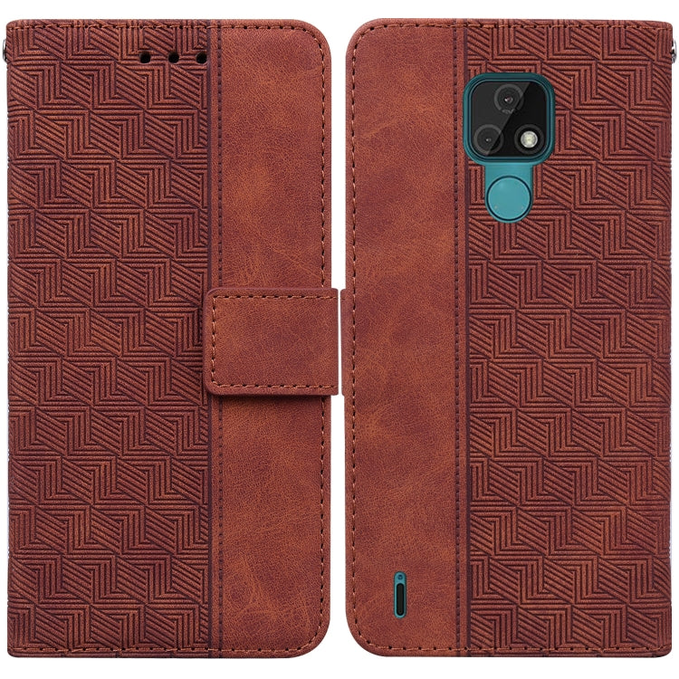 For Motorola Moto E7 Geometric Embossed Leather Phone Case
