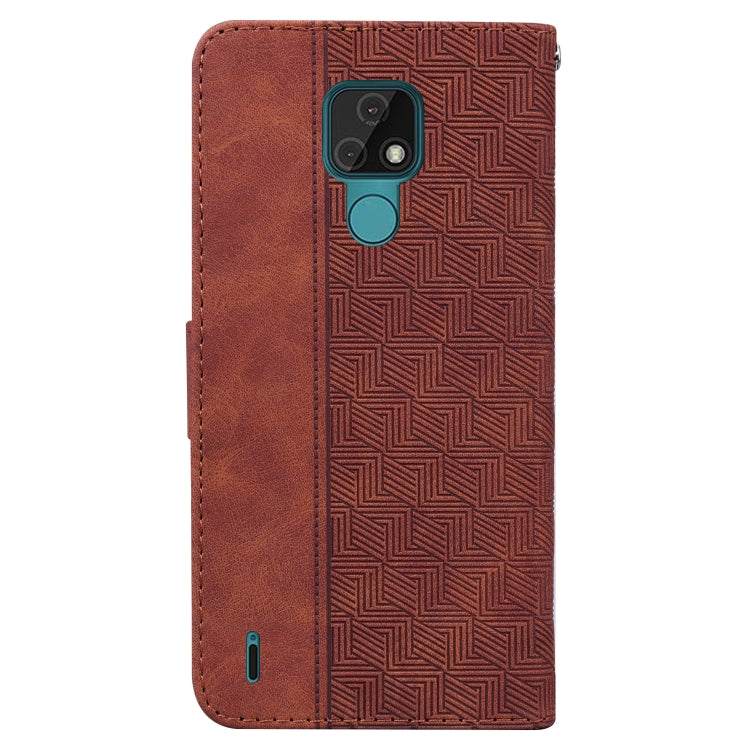 For Motorola Moto E7 Geometric Embossed Leather Phone Case