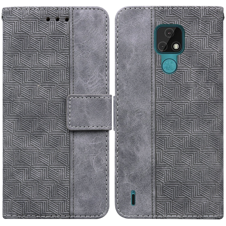For Motorola Moto E7 Geometric Embossed Leather Phone Case