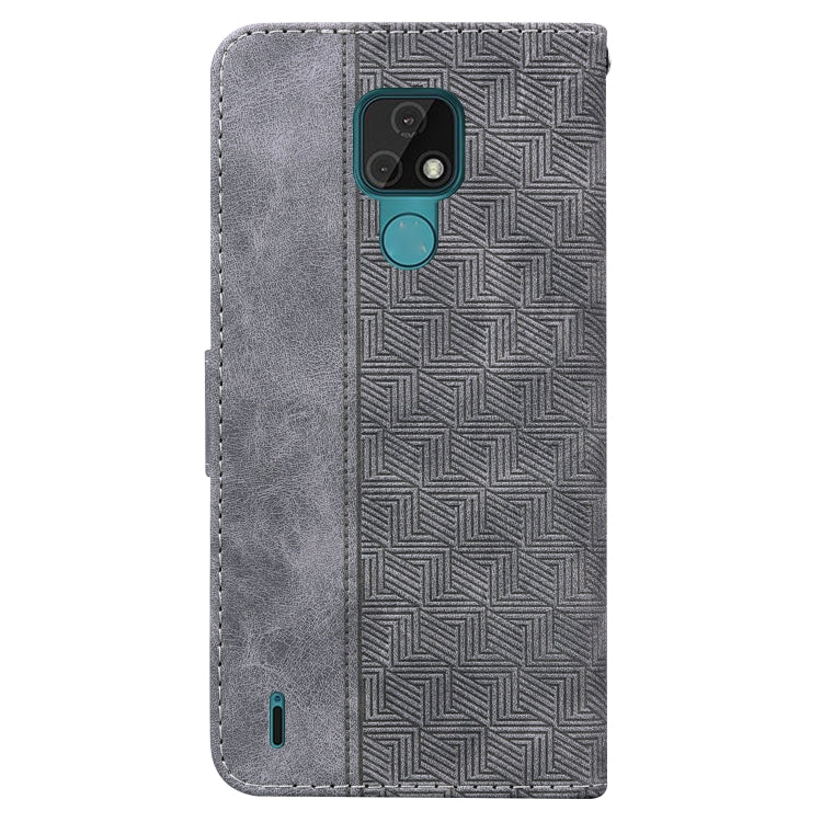 For Motorola Moto E7 Geometric Embossed Leather Phone Case