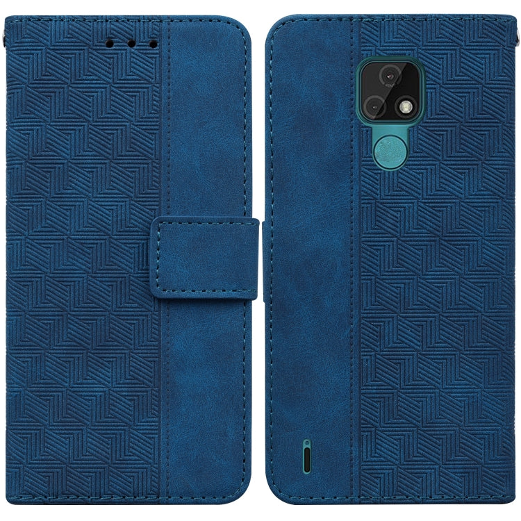 For Motorola Moto E7 Geometric Embossed Leather Phone Case