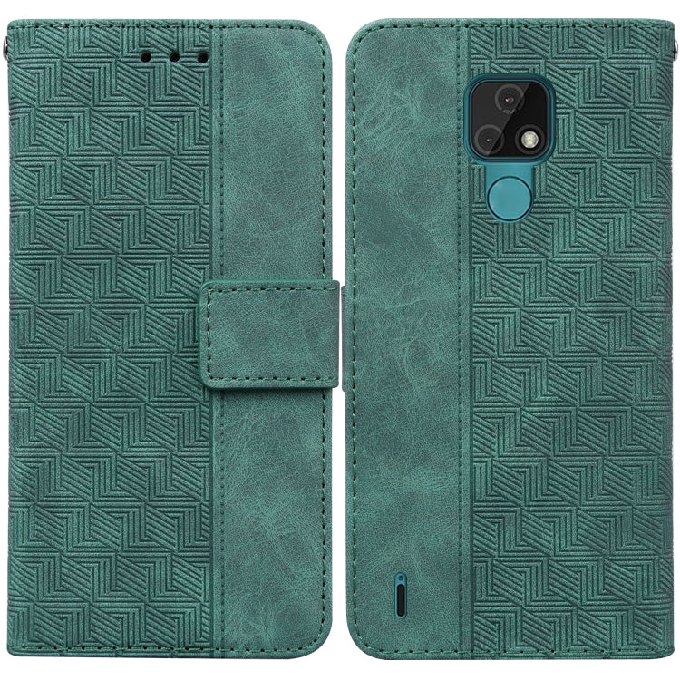For Motorola Moto E7 Geometric Embossed Leather Phone Case