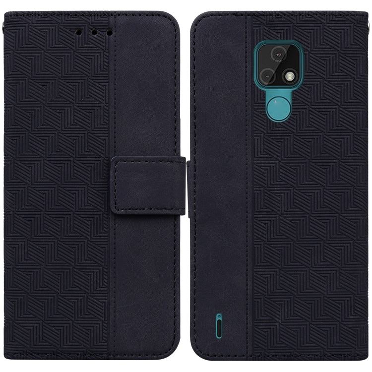 For Motorola Moto E7 Geometric Embossed Leather Phone Case