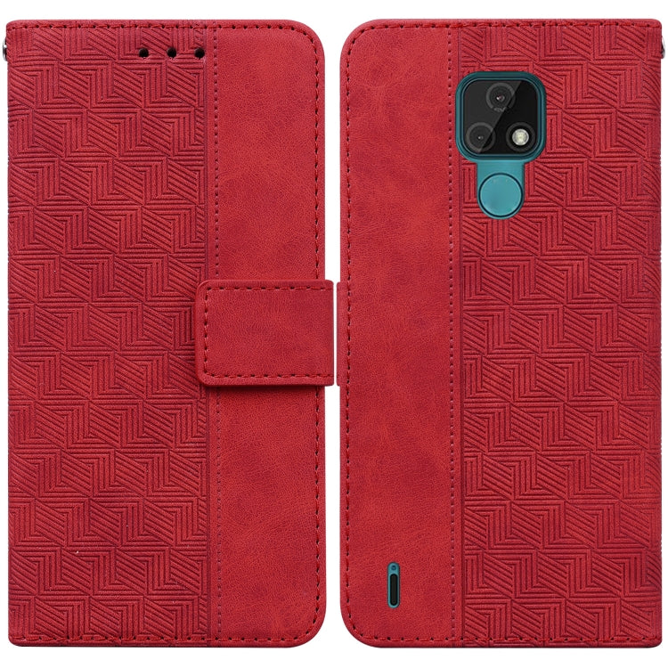 For Motorola Moto E7 Geometric Embossed Leather Phone Case